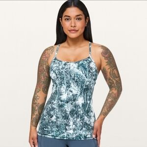 Lululemon Wildwood Power Y Tank Top sz 10 Blue White
